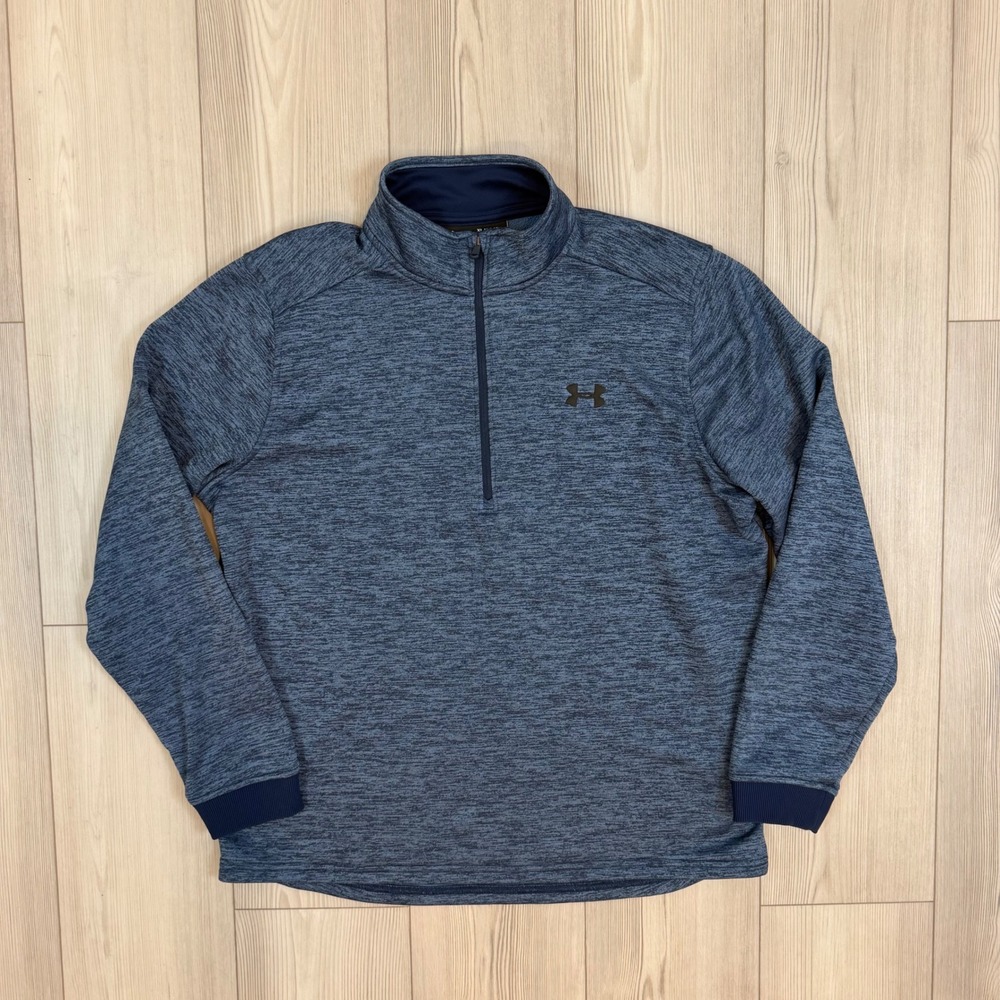 Under Armour ColdGear Mens XL Blue Space Dye Quarter Zip Fleece Pullover 1320745